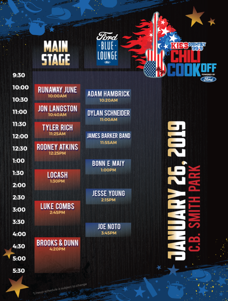 2019 Kiss Country Chili Cookoff Schedule South Florida Country Music