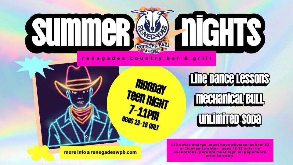 Summer Nights: Teens Only Line Dancing Lessons at Renegades - West Palm Beach