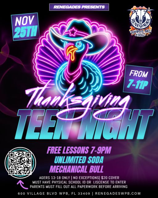 Thanksgiving Teen Night at Renegades - West Palm Beach