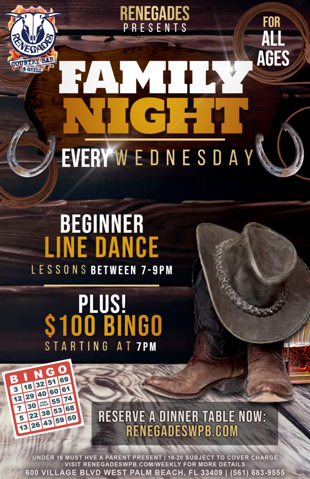 Family Beginner Line Dance Lessons Night at Renegades - West Palm Beach